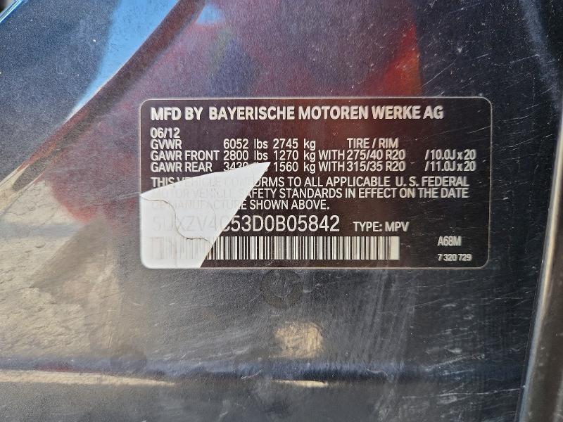 Aukcja sprzedaży 2013 Bmw X5, vin: 5UXZV4C53D0B05842, numer aukcji: 65282216