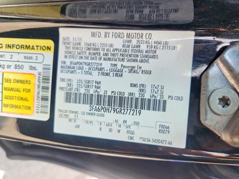 Продажа на аукционе авто 2016 Ford Fusion, vin: 3FA6P0H79GR277219, номер лота: 68517036