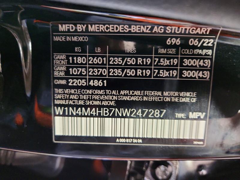 Aukcja sprzedaży 2022 Mercedes-benz Glb, vin: W1N4M4HB7NW247287, numer aukcji: 67423206