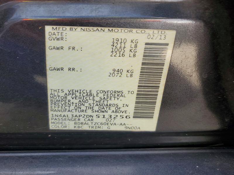2013 Nissan Altima მანქანა იყიდება აუქციონზე, vin: 1N4AL3AP2DN513256, აუქციონის ნომერი: 69000226