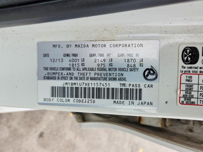 Продажа на аукционе авто 2014 Mazda 3, vin: JM1BM1U7XE1157451, номер лота: 67214406