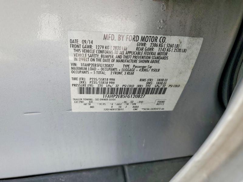 Aukcja sprzedaży 2015 Ford Taurus, vin: 1FAHP2E85FG120827, numer aukcji: 67069476