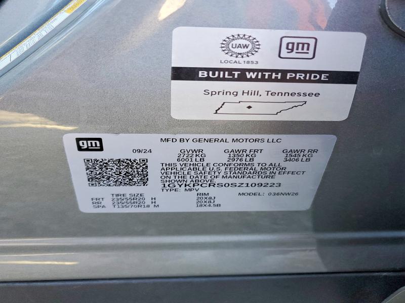 2025 Cadillac Xt6 მანქანა იყიდება აუქციონზე, vin: 1GYKPCRS0SZ109223, აუქციონის ნომერი: 70995346