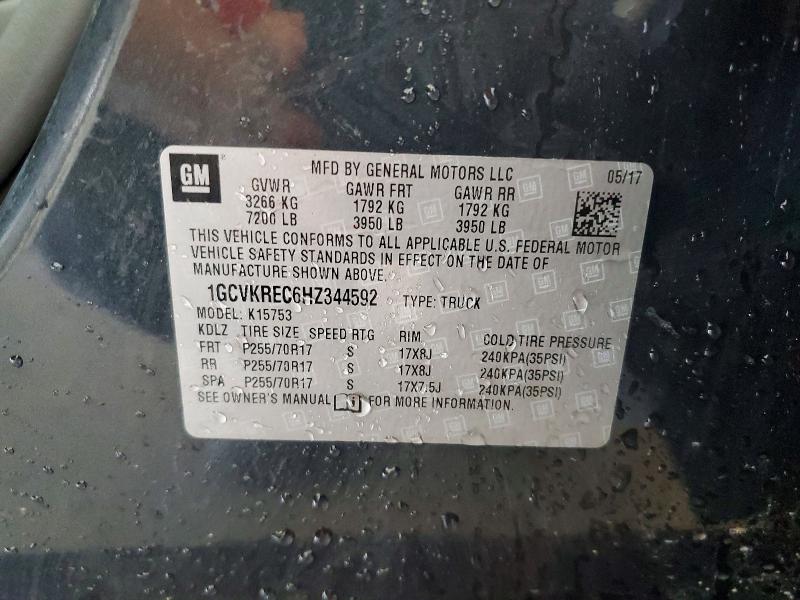 67661506 :رقم المزاد ، 1GCVKREC6HZ344592 vin ، 2017 Chevrolet Silverado مزاد بيع
