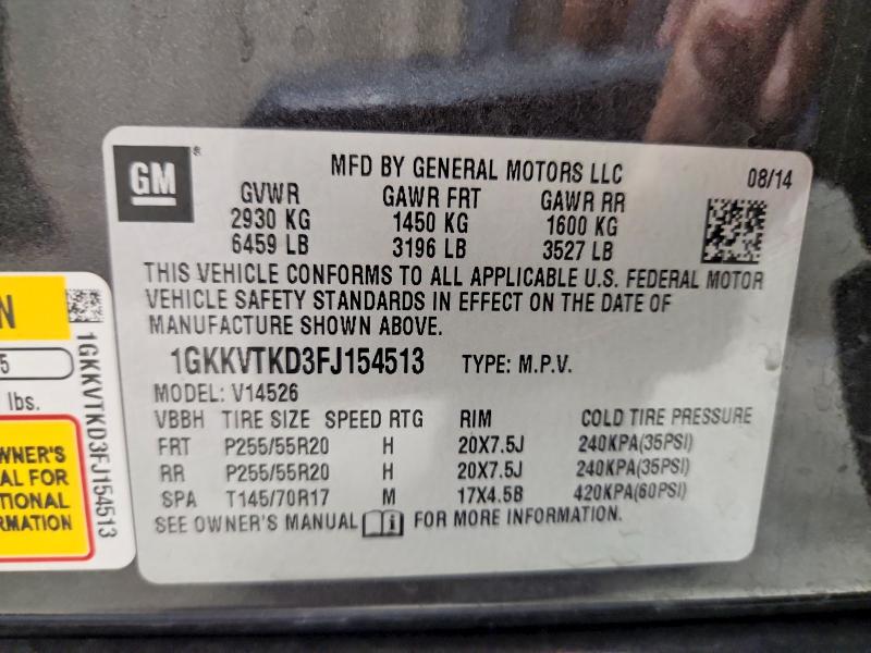 Auction sale of the 2015 Gmc Acadia, vin: 1GKKVTKD3FJ154513, lot number: 68051096