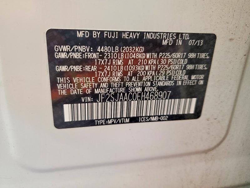 Продажа на аукционе авто 2014 Subaru Forester, vin: JF2SJAAC0EH468907, номер лота: 70079676