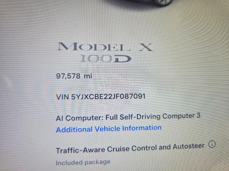 68593356 :رقم المزاد ، 5YJXCBE22JF087091 vin ، 2018 Tesla Model X مزاد بيع