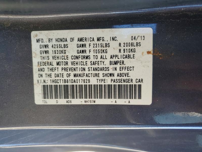2013 Honda Accord მანქანა იყიდება აუქციონზე, vin: 1HGCT1B81DA017629, აუქციონის ნომერი: 65554656