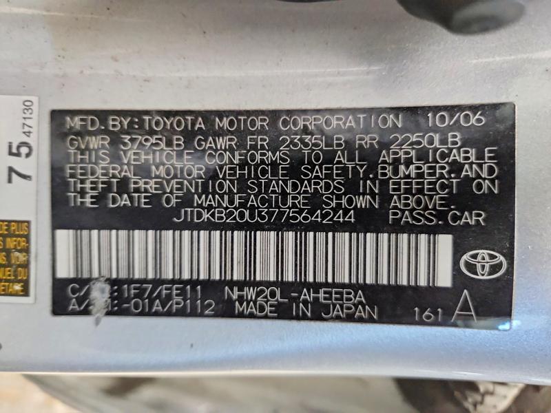67837246 :رقم المزاد ، JTDKB20U377564244 vin ، 2007 Toyota Prius مزاد بيع