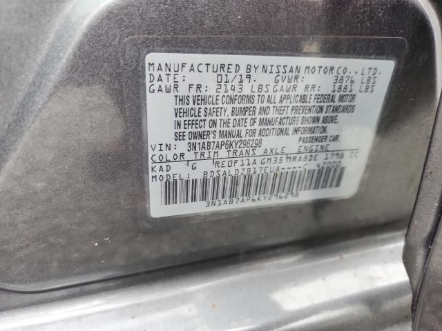70233906 :رقم المزاد ، 3N1AB7AP6KY296298 vin ، 2019 Nissan Sentra مزاد بيع