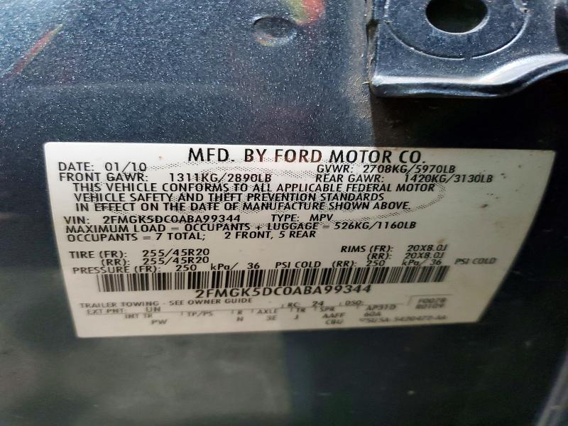 2010 Ford Flex მანქანა იყიდება აუქციონზე, vin: 2FMGK5DC0ABA99344, აუქციონის ნომერი: 67291226