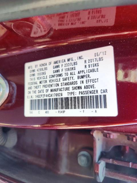 Продаж на аукціоні авто 2012 Honda Accord, vin: 1HGCP2F44CA176628, номер лоту: 67088376