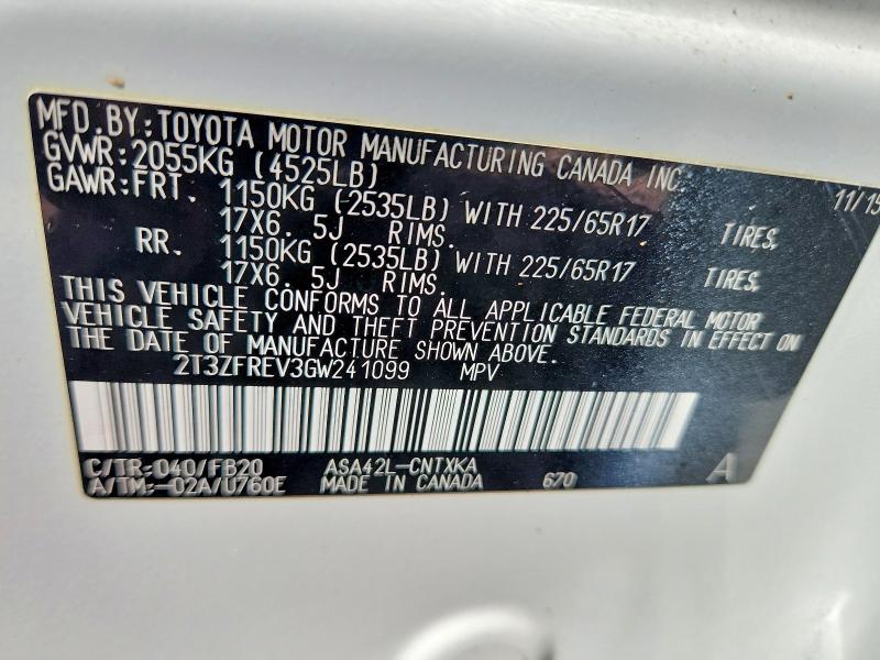 Aukcja sprzedaży 2016 Toyota Rav4, vin: 2T3ZFREV3GW241099, numer aukcji: 70127126