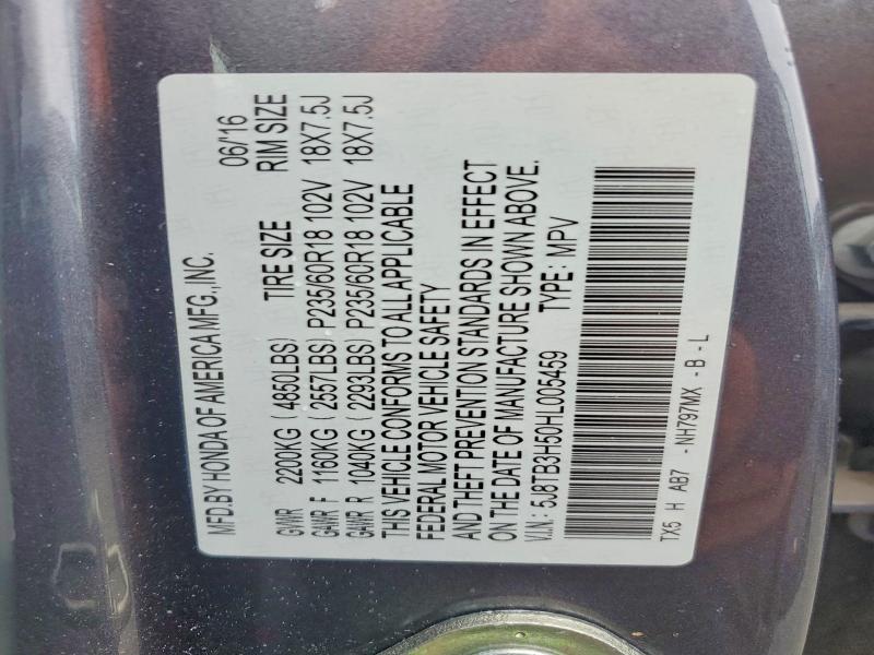 67855056 :رقم المزاد ، 5J8TB3H50HL005459 vin ، 2017 Acura Rdx مزاد بيع