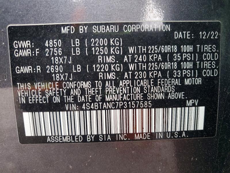 70033676 :رقم المزاد ، 4S4BTANC7P3157585 vin ، 2023 Subaru Outback مزاد بيع