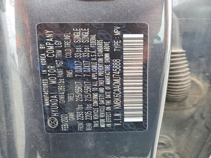 2021 Hyundai Kona მანქანა იყიდება აუქციონზე, vin: KM8K6CAA0MU745888, აუქციონის ნომერი: 66453346
