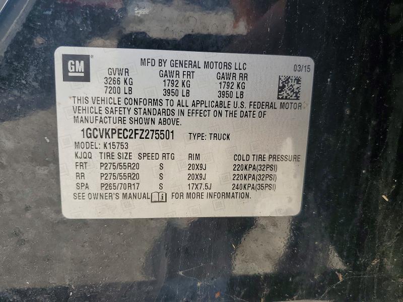 2015 Chevrolet Silverado მანქანა იყიდება აუქციონზე, vin: 1GCVKPEC2FZ275501, აუქციონის ნომერი: 68701856