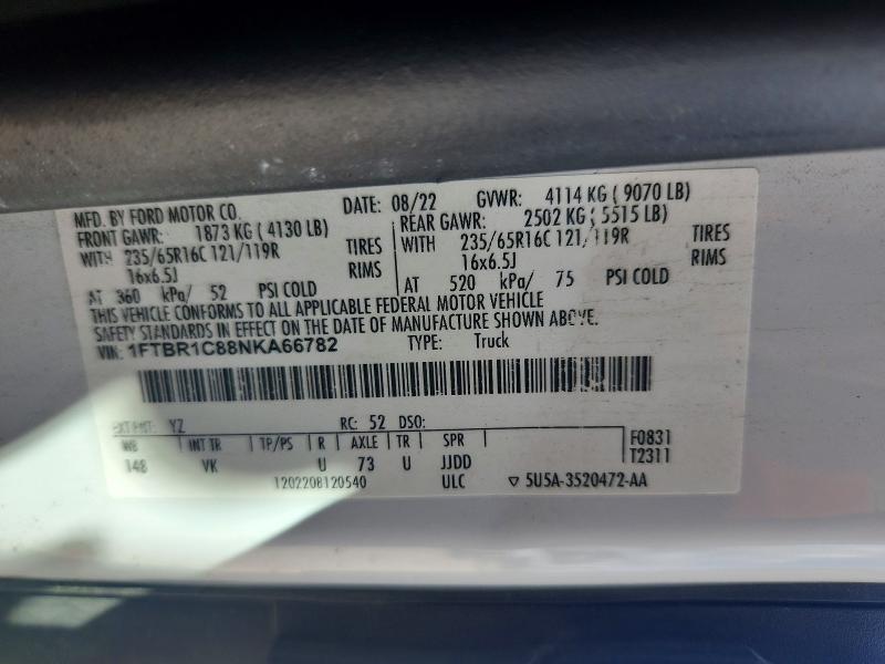 Продажа на аукционе авто 2022 Ford Transit, vin: 1FTBR1C88NKA66782, номер лота: 68183256