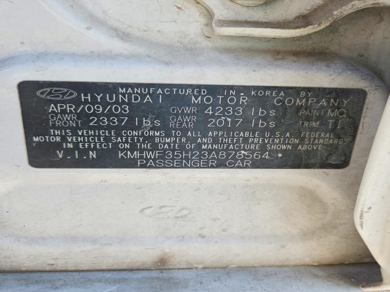 Aukcja sprzedaży 2003 Hyundai Sonata, vin: KMHWF35H23A878564, numer aukcji: 68637796