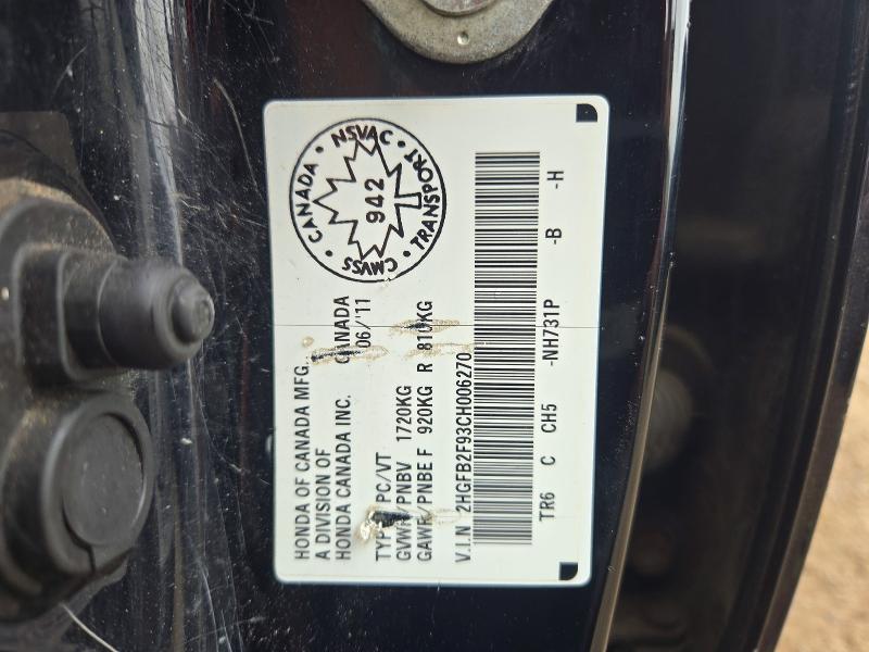 Продажа на аукционе авто 2012 Honda Civic, vin: 2HGFB2F93CH006270, номер лота: 66853006