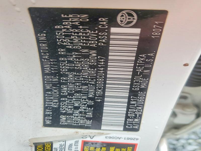 Aukcja sprzedaży 2012 Toyota Avalon, vin: 4T1BK3DB8CU441447, numer aukcji: 66889216