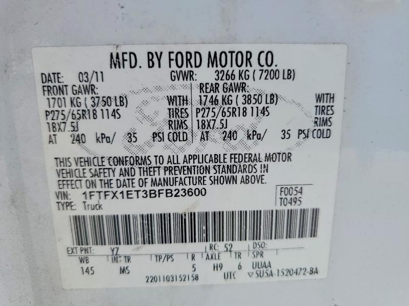 Продаж на аукціоні авто 2011 Ford F150, vin: 1FTFX1ET3BFB23600, номер лоту: 69517436