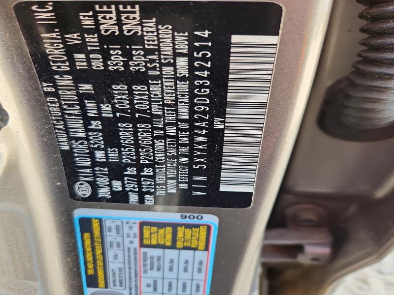 Aukcja sprzedaży 2013 Kia Sorento, vin: 5XYKW4A29DG342514, numer aukcji: 70489826