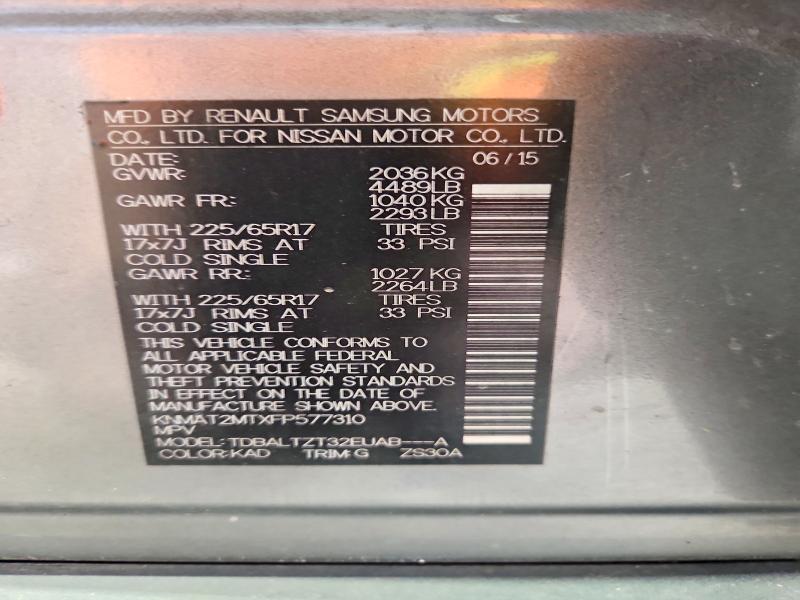 Продаж на аукціоні авто 2015 Nissan Rogue, vin: KNMAT2MTXFP577310, номер лоту: 69851136