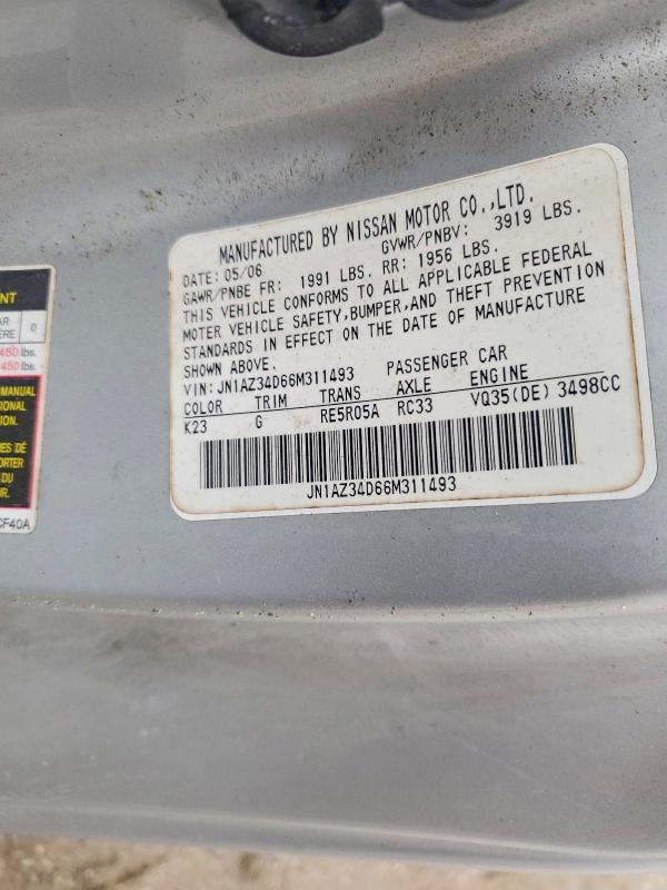 69301866 :رقم المزاد ، JN1AZ34D66M311493 vin ، 2006 Nissan 350z مزاد بيع