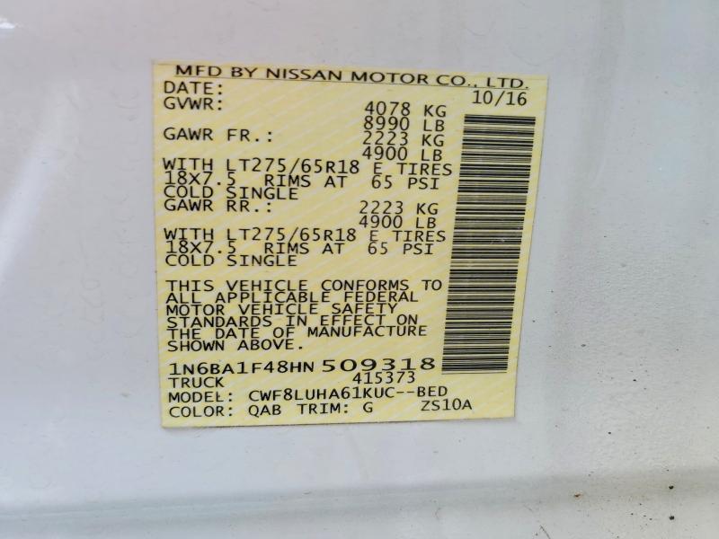 Продажа на аукционе авто 2017 Nissan Titan Xd, vin: 1N6BA1F48HN509318, номер лота: 68725796