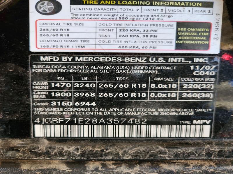 Продажа на аукционе авто 2008 Mercedes-benz Gl, vin: 4JGBF71E28A357482, номер лота: 69462586