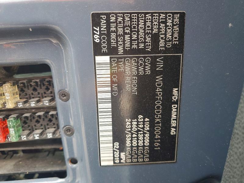 Aukcja sprzedaży 2019 Mercedes-benz Sprinter, vin: WD4PF0CD5KT004161, numer aukcji: 70773026