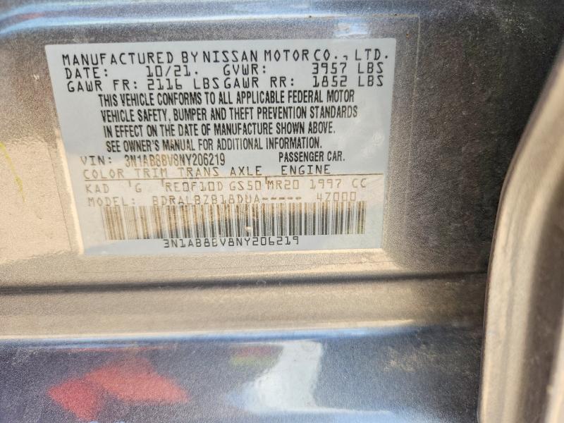 68243256 :رقم المزاد ، 3N1AB8BV8NY206219 vin ، 2022 Nissan Sentra مزاد بيع