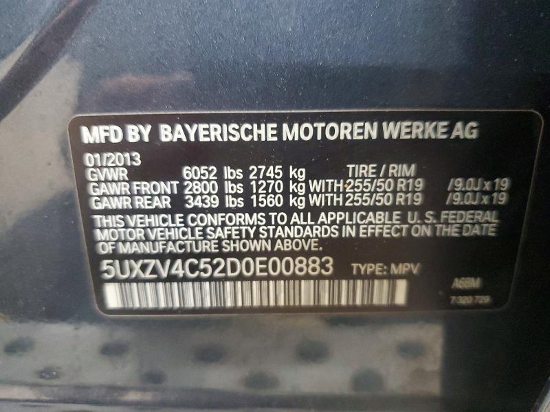 Aukcja sprzedaży 2013 Bmw X5, vin: 5UXZV4C52D0E00883, numer aukcji: 69621476