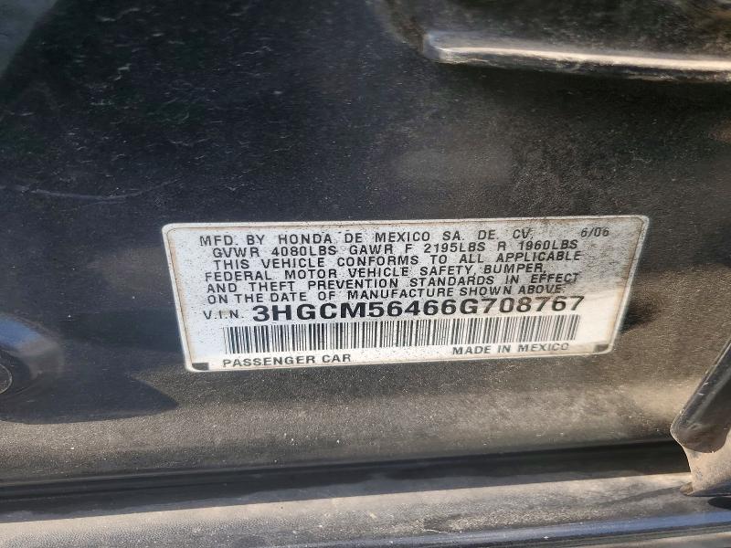 Продаж на аукціоні авто 2006 Honda Accord, vin: 3HGCM56466G708767, номер лоту: 67635546