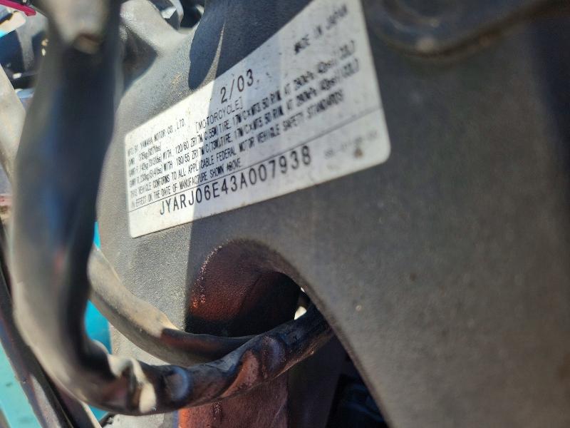 Aukcja sprzedaży 2003 Yamaha Yzfr6, vin: JYARJ06E43A007938, numer aukcji: 68974626