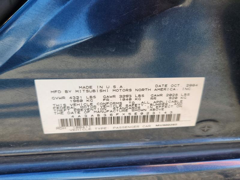 70350036 :رقم المزاد ، 4A3AB36FX5E023143 vin ، 2005 Mitsubishi Galant مزاد بيع