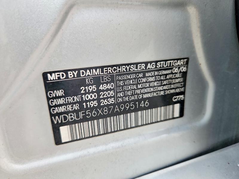 Aukcja sprzedaży 2007 Mercedes-benz E, vin: WDBUF56X87A995146, numer aukcji: 70226656