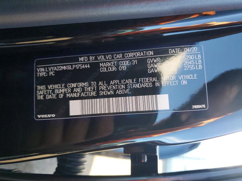 Продаж на аукціоні авто 2020 Volvo S90, vin: LVYA22MK6LP175444, номер лоту: 68335336