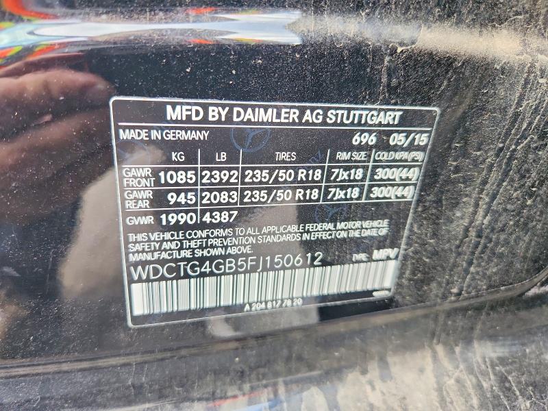 70171756 :رقم المزاد ، WDCTG4GB5FJ150612 vin ، 2015 Mercedes-benz Gla مزاد بيع