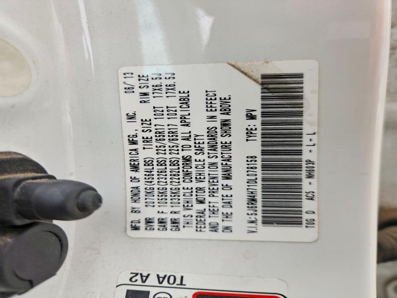 69640416 :رقم المزاد ، 5J6RM4H71DL078158 vin ، 2013 Honda Cr-v مزاد بيع