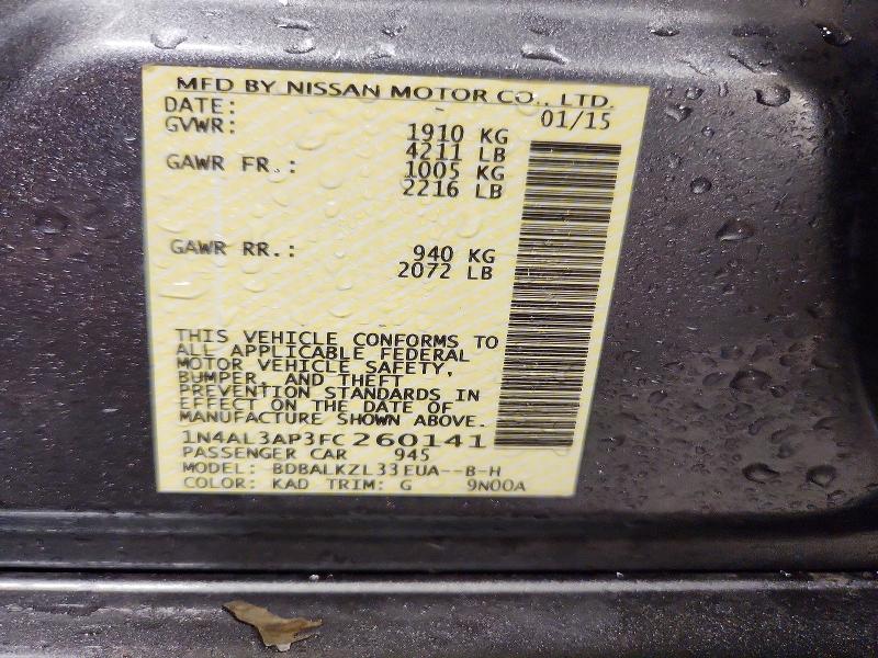 Auction sale of the 2015 Nissan Altima, vin: 1N4AL3AP3FC260141, lot number: 69639986