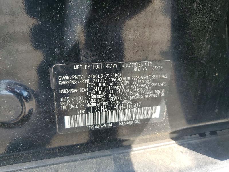 68155436 :رقم المزاد ، JF2SHAEC9DH416907 vin ، 2013 Subaru Forester مزاد بيع