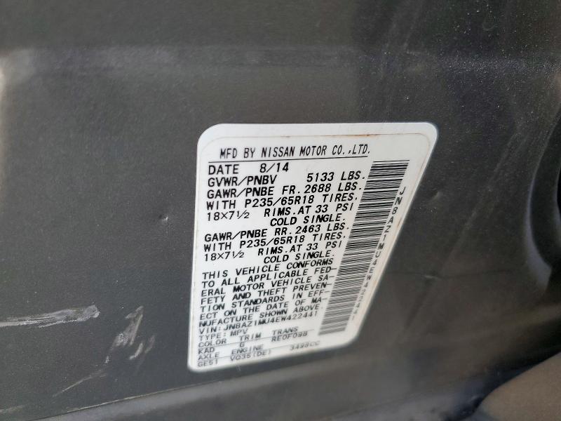 Продажа на аукционе авто 2014 Nissan Murano, vin: JN8AZ1MU4EW422441, номер лота: 67332446