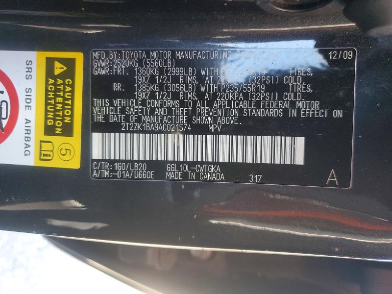 Aukcja sprzedaży 2010 Lexus Rx, vin: 2T2ZK1BA9AC021574, numer aukcji: 68305776
