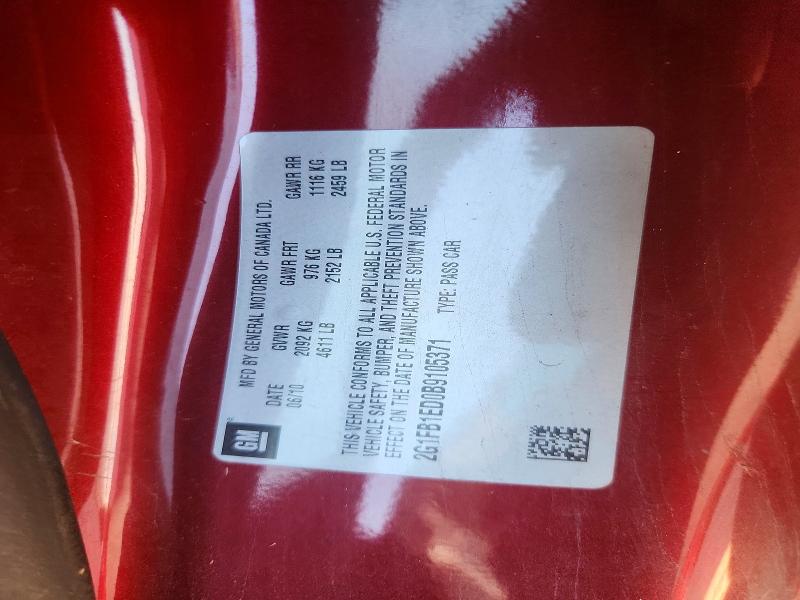 67973546 :رقم المزاد ، 2G1FB1ED0B9105371 vin ، 2011 Chevrolet Camaro مزاد بيع