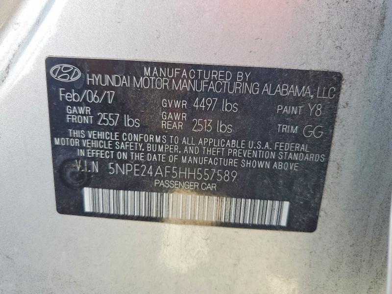 68404306 :رقم المزاد ، 5NPE24AF5HH557589 vin ، 2017 Hyundai Sonata مزاد بيع