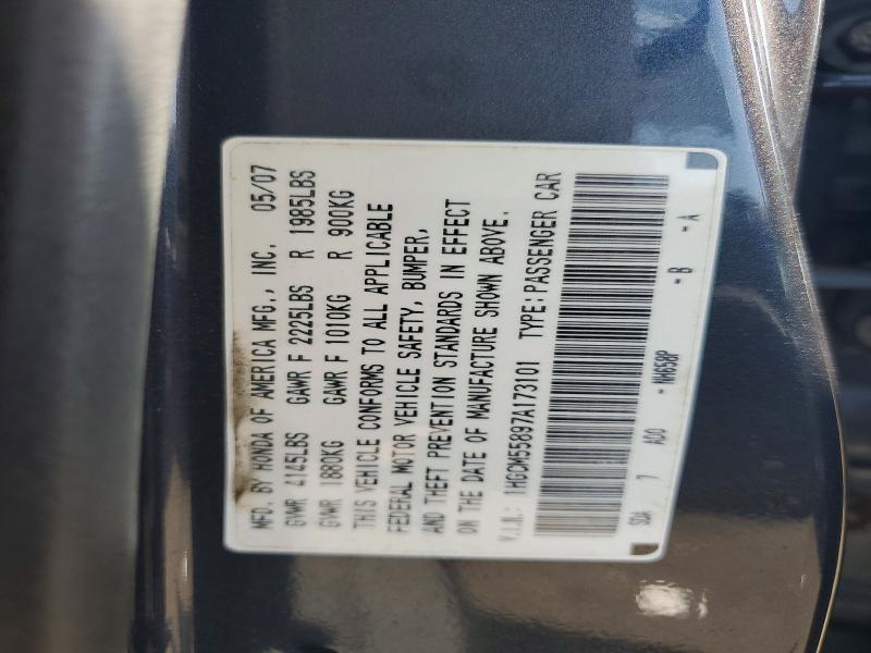 Aukcja sprzedaży 2007 Honda Accord, vin: 1HGCM55897A173101, numer aukcji: 69764296