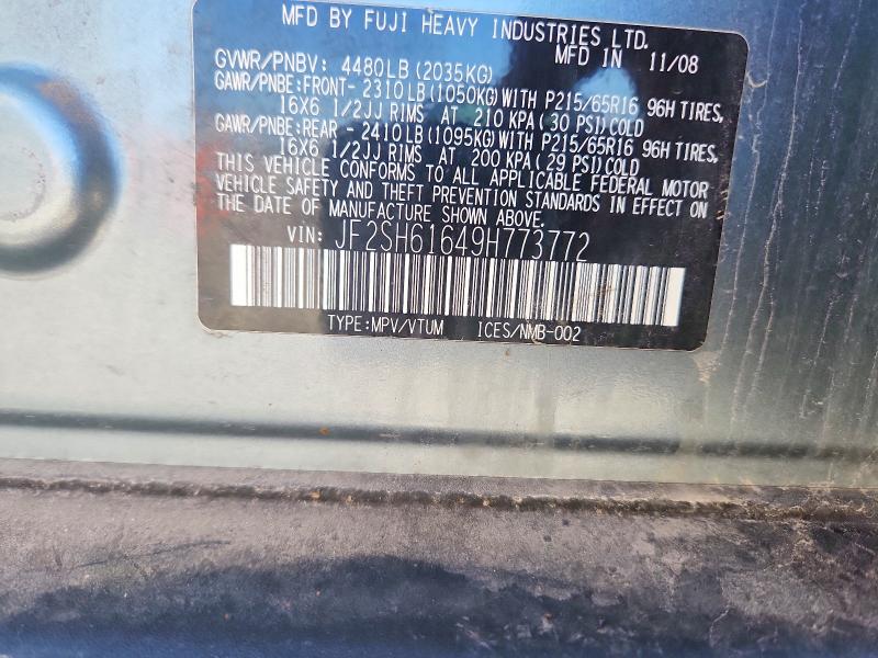 Aukcja sprzedaży 2009 Subaru Forester, vin: JF2SH61649H773772, numer aukcji: 69703896