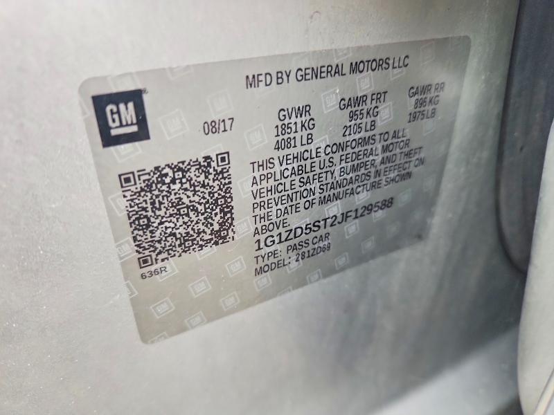 68898896 :رقم المزاد ، 1G1ZD5ST2JF129588 vin ، 2018 Chevrolet Malibu مزاد بيع